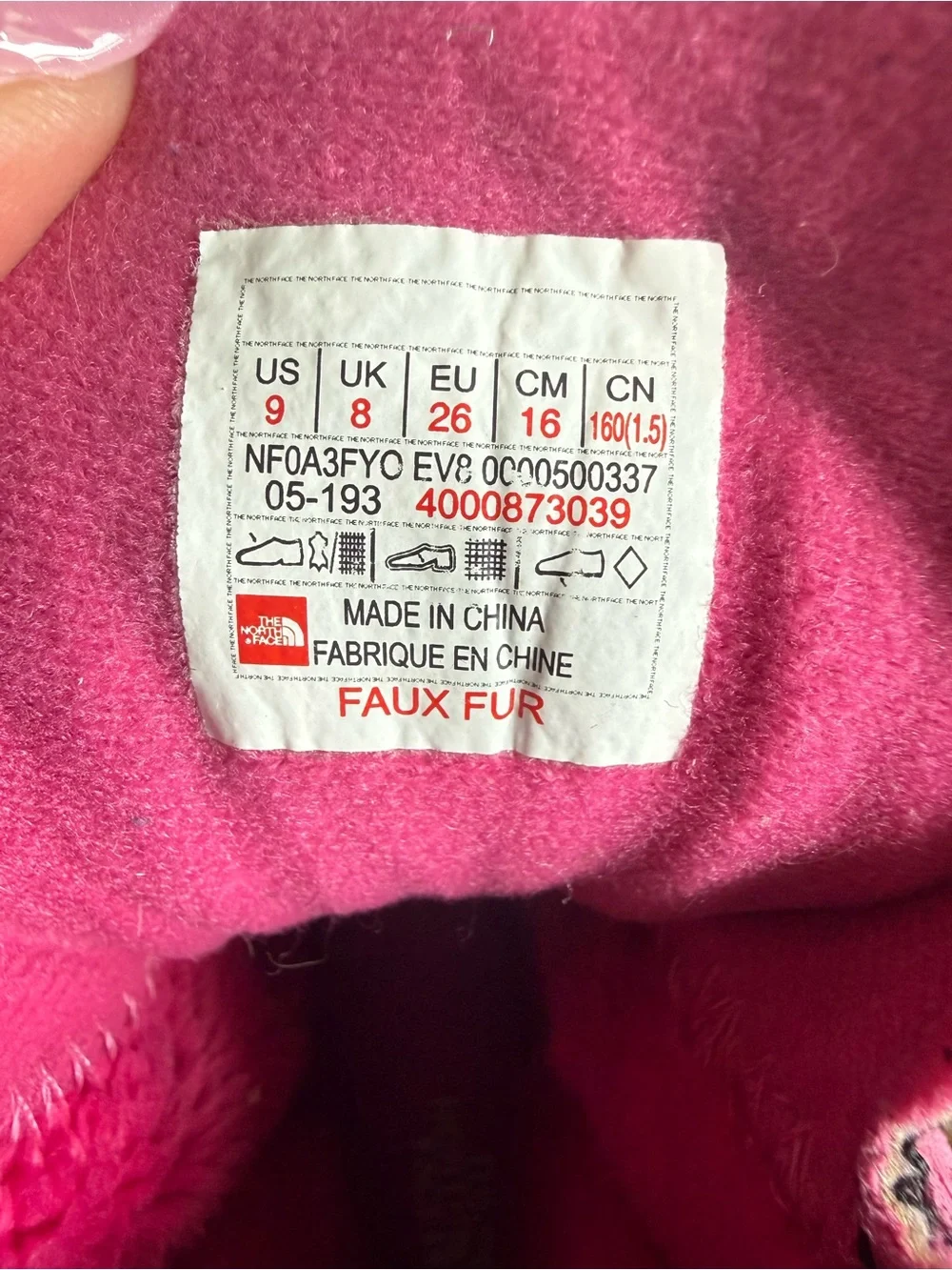 The North Face Hot Pink and Black Kids Waterproof Winter Boots